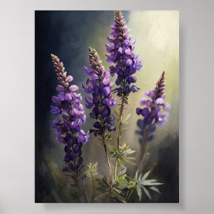 Lila Lupine Blume Art Print Poster