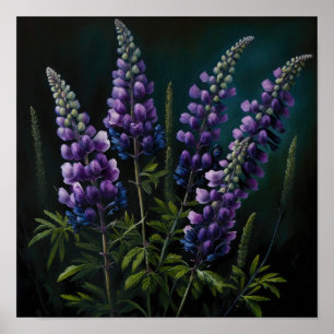 Lila Lupine Blume Art Print Poster