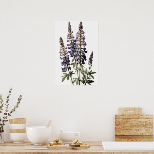 Lila Lupine Blume Art Print Poster (Küche)