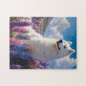 Lila Lupine-Blume von Samoyed Dog Puzzle (Horizontal)