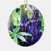 Lila Lupine-Trio-Blumen-Verzierung Keramikornament (Links)