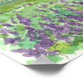 Lila Lupinefeld Blume Wasserfarbenwiese Poster (Ecke)