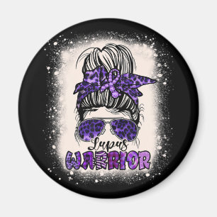 Lila Lupus Awareness Leopard Messy Bun Lupus Magnet