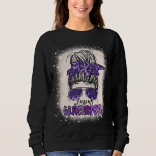 Lila Lupus Awareness Leopard Messy Bun Lupus Sweatshirt