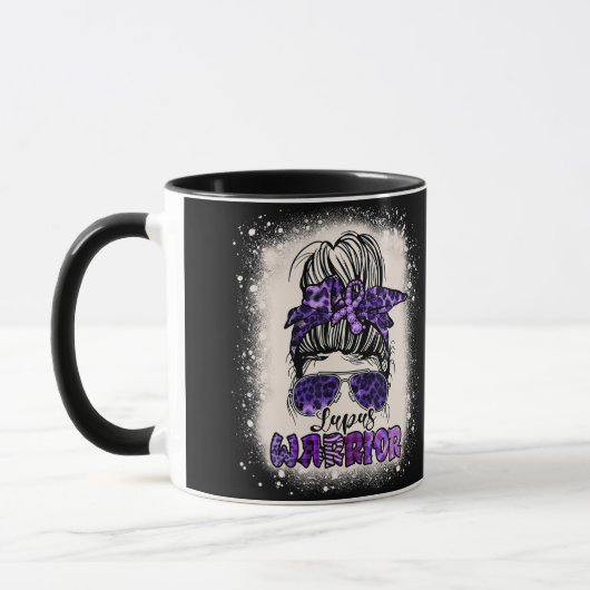 Lila Lupus Awareness Leopard Messy Bun Lupus Tasse (Links)