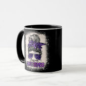Lila Lupus Awareness Leopard Messy Bun Lupus Tasse (Vorderseite Links)