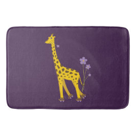 Lila lustige Rollen-Skaten-Giraffe Badematte