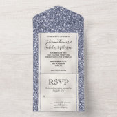 Lila Luxe Glitzer Pearl White All In One Einladung (Innen Boden)