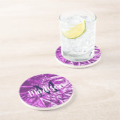 Lila luxuriöses Monogramm Personalisiert Getränkeuntersetzer (Seite)