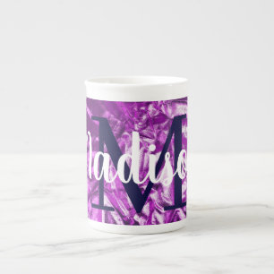 Lila luxuriöses Monogramm Personalisiert Porzellantasse