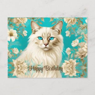 Lila Lynx Point Siamese Porträt Kunst Geburtstag Postkarte