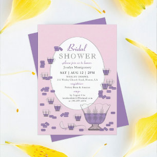 Lila Macarons und Kristall-Punsch-Set Brautparty Einladung