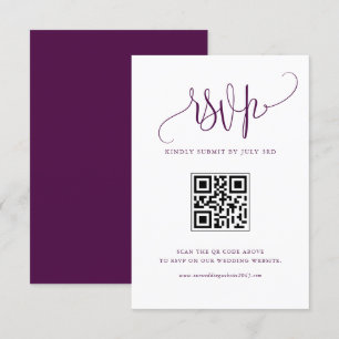 Lila machen wir moderne Kalligraphie, die QR-Code RSVP Karte