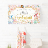 lila Mädchen, 1. Geburtstag, Alice Onederland-Bann Banner (Insitu)