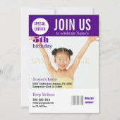 lila Mädchen Einladung (Vorderseite)