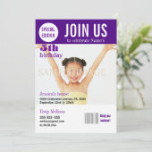 lila Mädchen Einladung (Stehend Vorderseite)