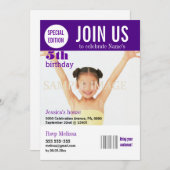 lila Mädchen Einladung (Vorne/Hinten)