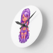 Lila Mädchen Runde Wanduhr (Winkel)