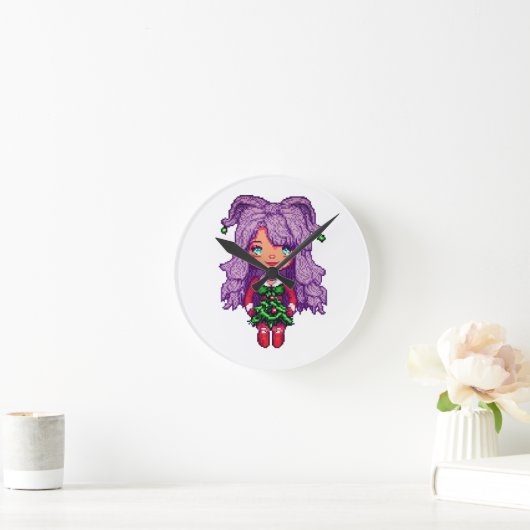 Lila Mädchen Runde Wanduhr (Zuhause)