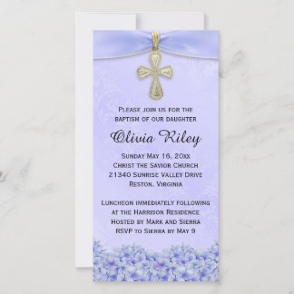 Lila Mädchen Taufe Christening Einladung