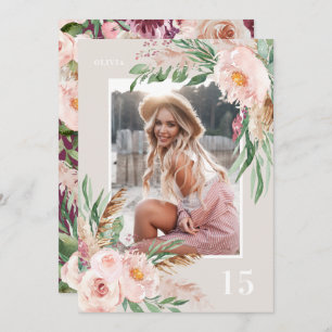 Lila, mädchenhaftes Foto Geburtstag Einladung