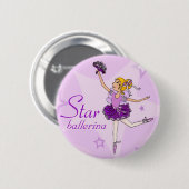Lila Mädchenknopf der Sternballerina Button (Vorne & Hinten)