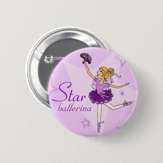 Lila Mädchenknopf der Sternballerina Button (Vorne & Hinten)