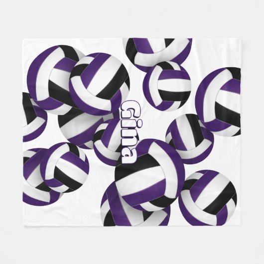 lila Mädchenvolleyball-Dekoration Fleecedecke (Vorderseite (Horizontal))