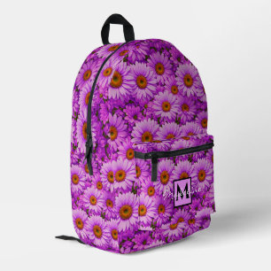 Lila Magenta Blütenblume Dunkelrosa Gänse Bedruckter Rucksack