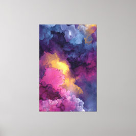 Lila Magenta Gold Alkoholtinte Nebel Fluss Leinwanddruck