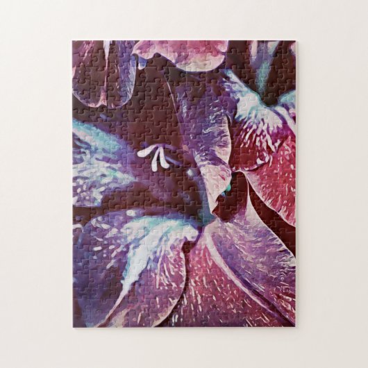 Lila Magenta Painted Gladiolus Blume Puzzle (Vertikal)