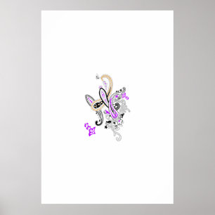 Lila-Magenta, Reddish Orange, TealiPedestal-Zeiche Poster