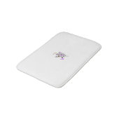 Lila-Magenta, rötlich-orange, Tealisch-blaue Mädch Badematte (Schrägansicht)