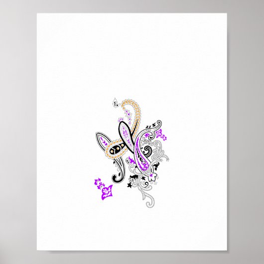 Lila-Magenta, rötlich-orange, Tealisch-blaue Mädch Poster (Vorne)