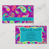 Lila Magenta Turquoise Blue Modern Paisley Visitenkarte (Vorne/Hinten)