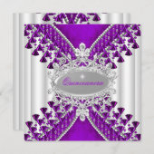 Lila Magenta White Quinceanera Geburtstagsparty Einladung (Vorne/Hinten)