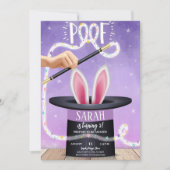 Lila Magic Show Geburtstag Einladung (Vorderseite)