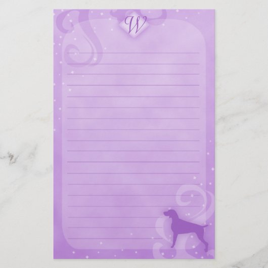 Lila Magic Weimaraner Stationery Briefpapier (Vorderseite)