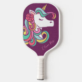 Lila Magical Unicorn Gold Glitzer Personalisiert Pickleball Schläger (Rückseite)