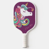 Lila Magical Unicorn Gold Glitzer Personalisiert Pickleball Schläger (Vorderseite)