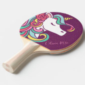 Lila Magical Unicorn Gold Glitzer Personalisiert Tischtennis Schläger (Vorderseite)