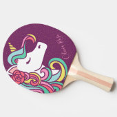 Lila Magical Unicorn Gold Glitzer Personalisiert Tischtennis Schläger (Seitenansicht)