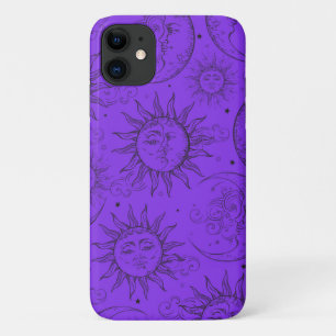 Lila Magie Vintage Himmels-Sonne Mond Sterne Case-Mate iPhone Hülle