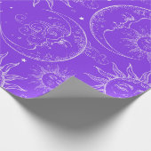 Lila Magische Vintage Sonnenstrahlen Geschenkpapier (Ecke)