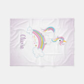 Lila magischer RegenbogenUnicorn personalisiert Fleecedecke (Vorderseite (Horizontal))