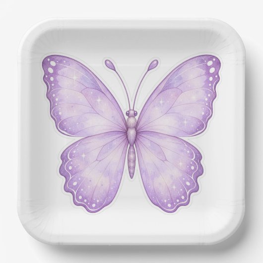 Lila-magischer-Schmetterling-Design-Papierteller Pappteller (Vorderseite)
