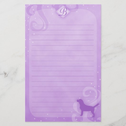 Lila magisches Beagle-Briefpapier Briefpapier (Vorderseite)
