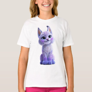 Lila Magisches Luchs-Kätzchen Kinder T-Shirt