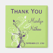 Lila Magnet für grüne Gastgeschenk Hochzeit (Vorne)