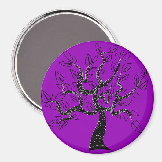 Lila Magnet mit Baum des Lebens - Farbe auswählen (Vorderseite/Rückseite)